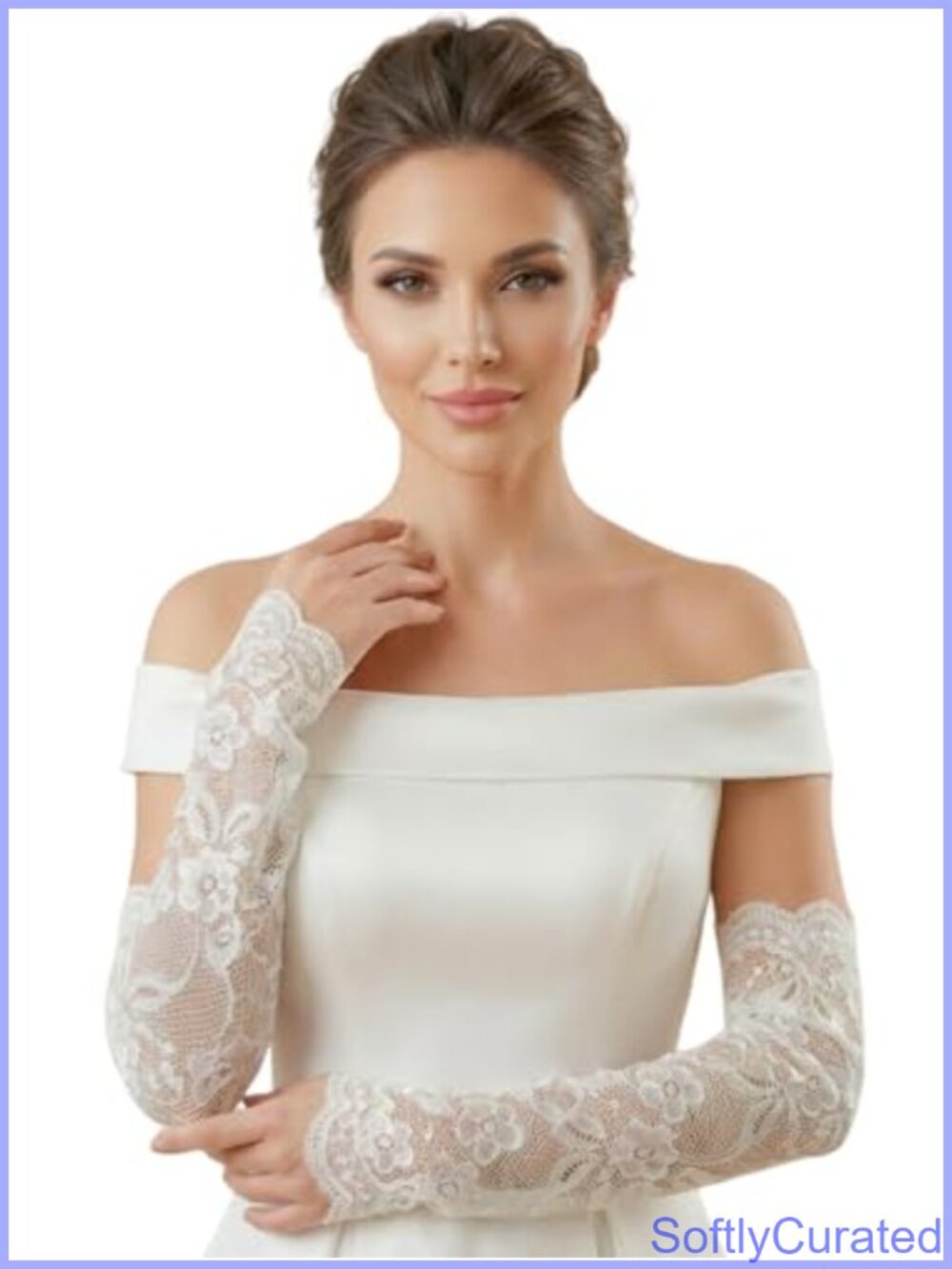Lace Fingerless Gloves Elbow Length Bridal Arm Sleeves Floral Elegant